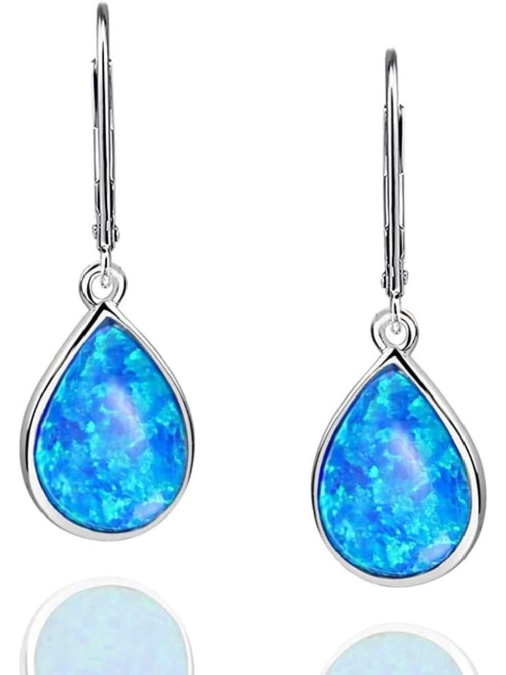 Elegant 925 Sterling Silver Opal Teardrop Dangle Earrings - Perfect for Any